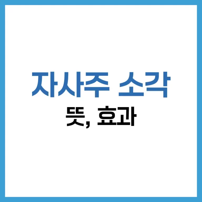 자사주 소각 뜻부터 효과·의무 소각까지 완전 정리 3 자사주소각뜻